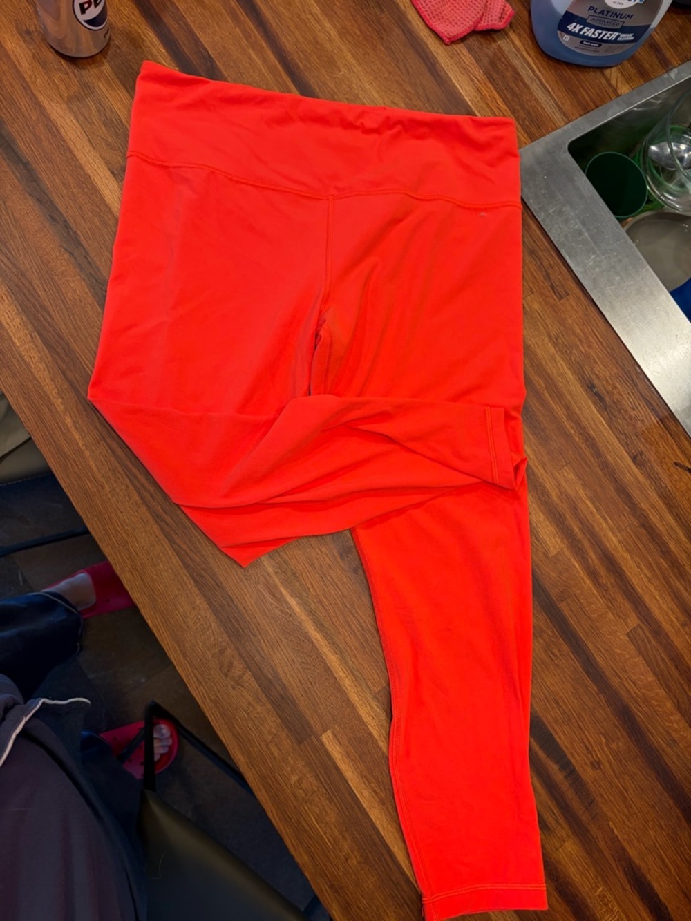 Athleta Neon Orange Leggings with Wide Waistband